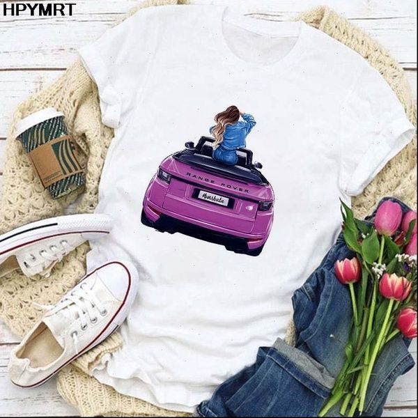 

women t shirt nice car beauties print tshirt harajuku shirts vintage oversized t shirt female clothes fashion casual tee, White