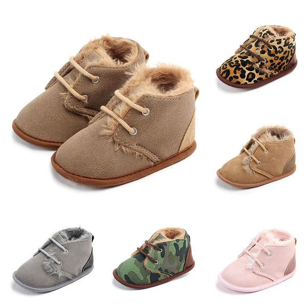 

first walkers winter autumn baby shoes soft cotton pu leather leopard print warm plush infant boy girl toddler anti-slip