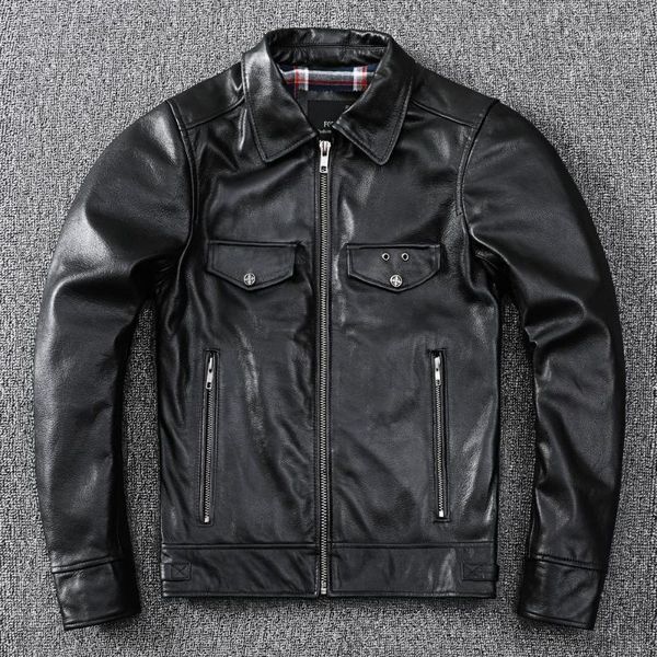 

arrival men's real leather jackets fashion men moto&biker coat c183 & faux, Black
