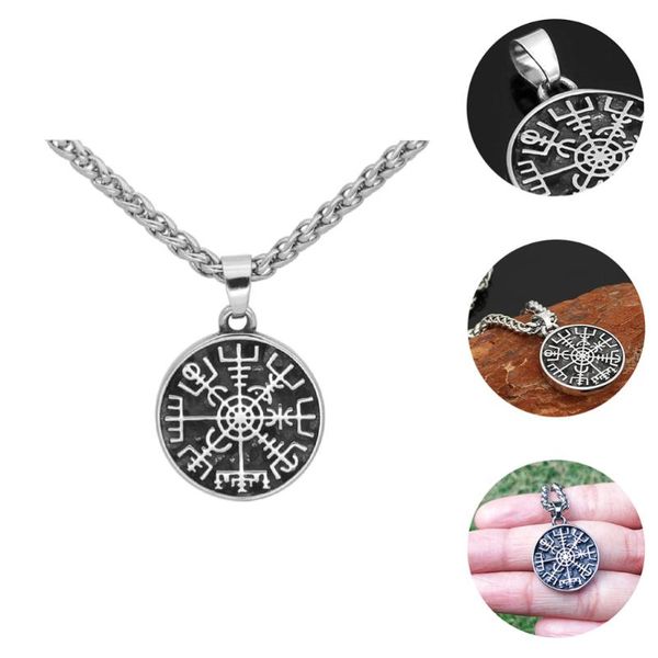 

pendant necklaces vintage compass charm neck matching clavicle decor chain amulet jewelry, Silver