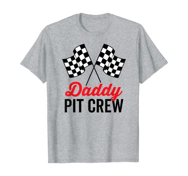 

daddy pit crew for racing party costume t-shirt, White;black