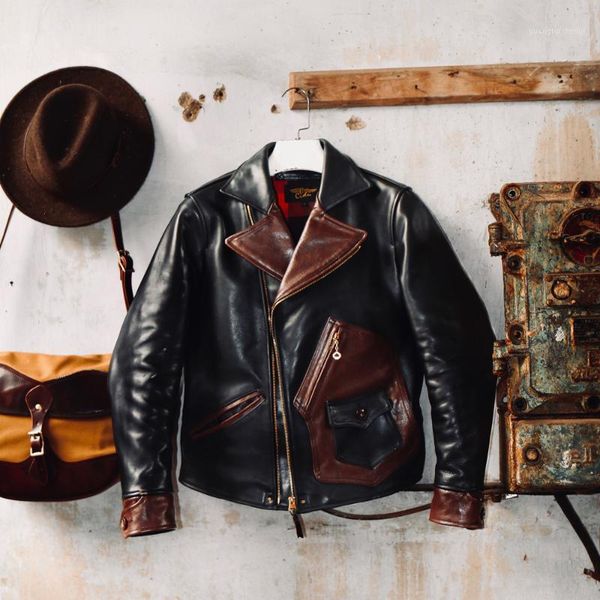 

men's leather & faux no matter how high the sky what, stood on tiptoe is closer to sun cow jacket, Black
