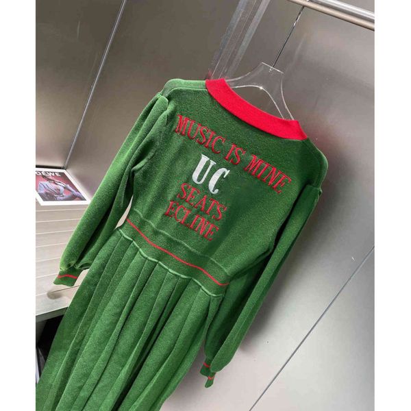 

2021ss fashion wool knit sweater dress women casual midi dresses shirt embroidery bow long sleeve high-end cciggu brand logo designer clothe, Black;gray