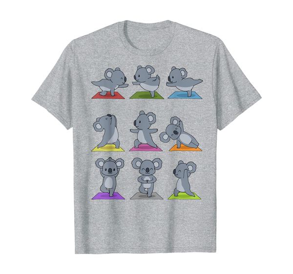 

koala yoga t-shirt funny koalas in yoga poses sports tee, White;black