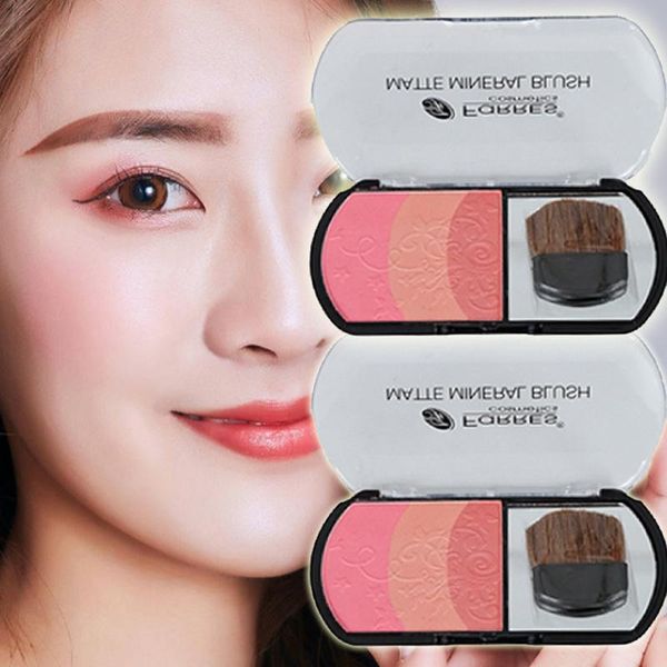 

blush 3 colors face powder cosmetic brighten skin palette long lasting makeup k1