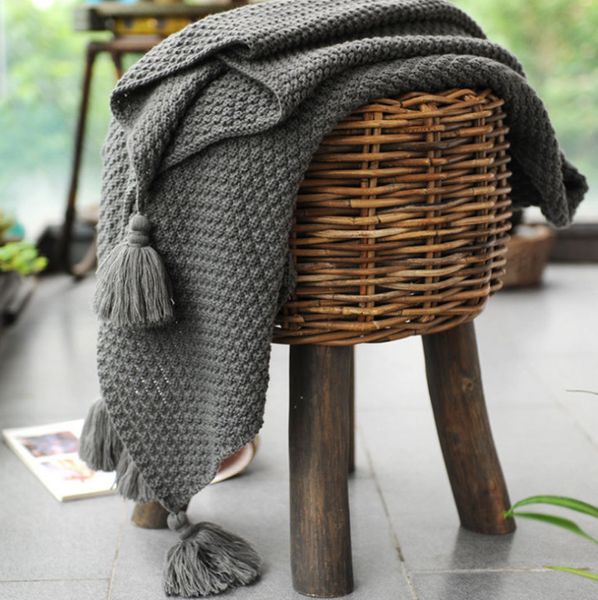O mais recente cobertor de 150x200cm, uma variedade de tamanhos e estilos, chaves de sofá de linha de malha, tecido de tassel, suporte personalizado