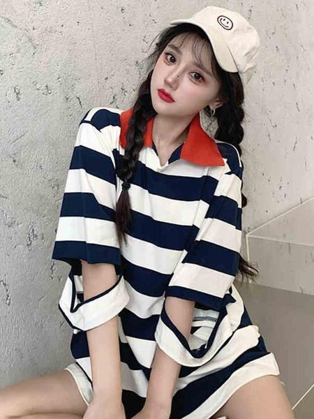 

women's t-shirt youth vitality striped shirt korean kawaii stitching holes ulzzang tee clothes summer vintage tshirt y2k top, White