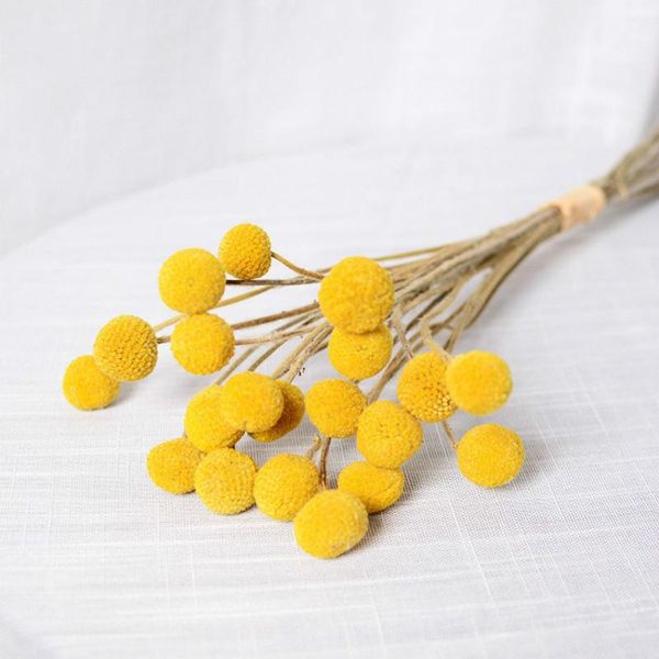 

decorative flowers & wreaths denisfen dried branch 3cm large billy ball bouquet yellow plants floral home decoration accessories