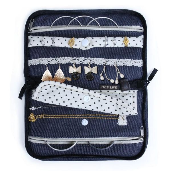 

storage bags 1pc jewelry pouch chinese jean cloth bag vintage container organizer for earrings necklaces as christmas gifts