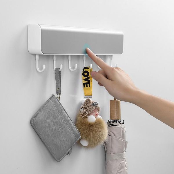

hooks & rails wall-mounted storage rack shelf box with hook for bathroom door punch-clothes key organizer accessories