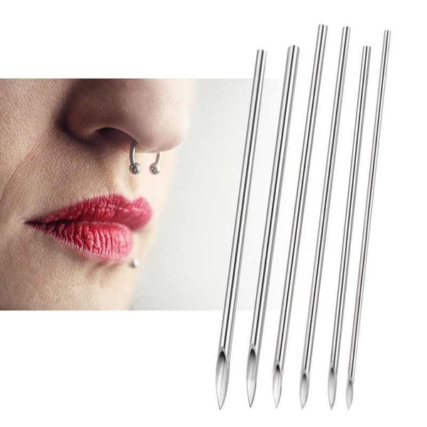

tattoo needles 100pcs disposable sterile body piercing needle for navel nipple lip ring kit steel tool