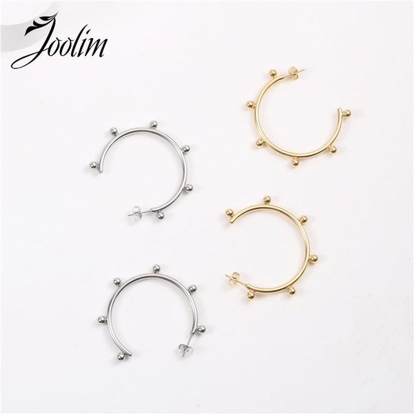 

hoop & huggie trendy earring pvd gold finish big circle overstate stainless steel tarnish jewelry wholesale, Golden;silver