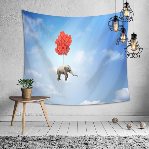 Wandteppiche Schwimmen Elefant Druck Tapisserie Camping Reise Strand Handtuch Zimmer Ästhetische Dekorative Tuch Wand Malerei