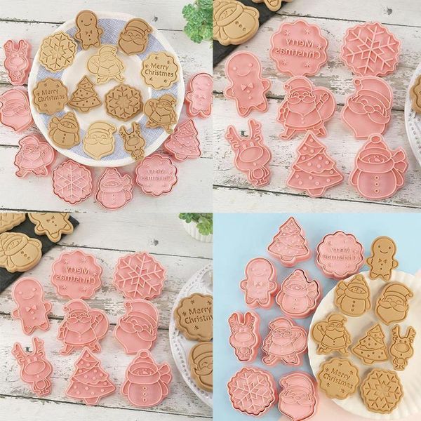 

baking moulds 8-piece set of diy cartoon biscuit mold christmas pattern decoration cake tools plastic household m6a4