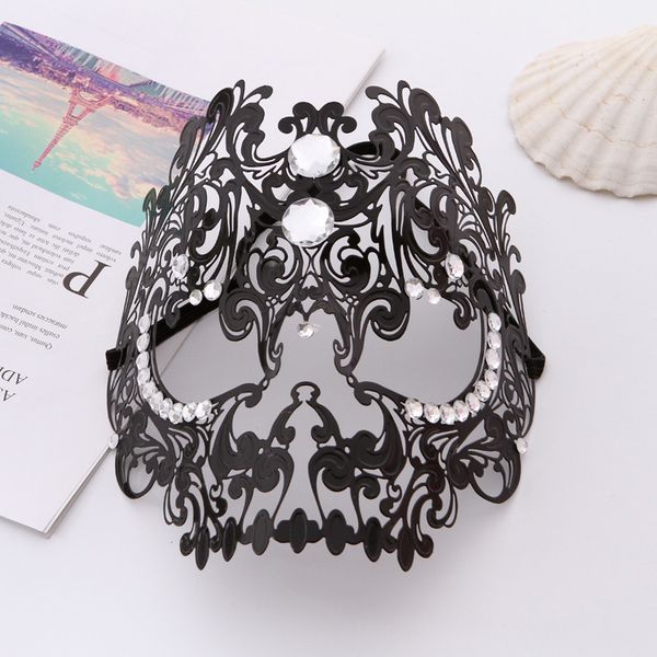

face skull design mask hollow out flower jewelry decoration halloween christmas masks, Silver