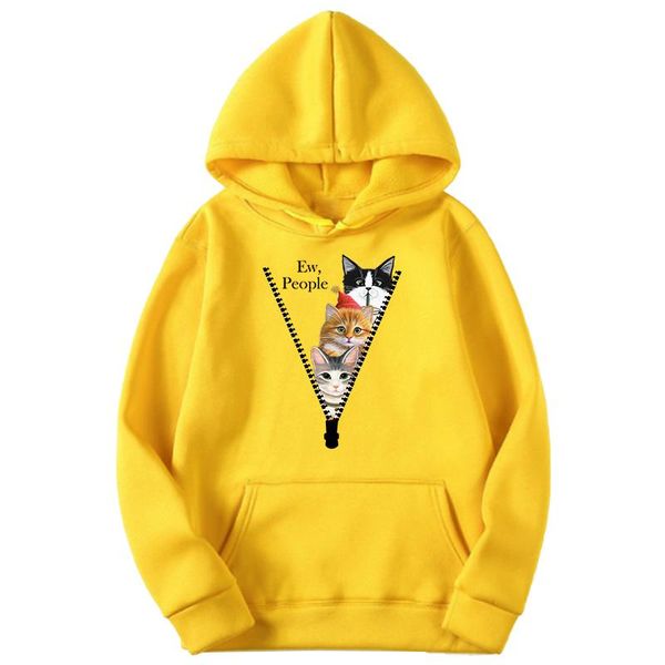 

men's hoodies & sweatshirts spring autumn hooded sweatshirt harajuku casual fleece cartoon zipper cat printed loose couple tracksuit, Black