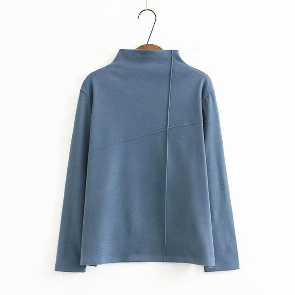 

plus size t-shirt xl-4xl women's high collar muslimah shirts female long sleeved casual spring summer, Black