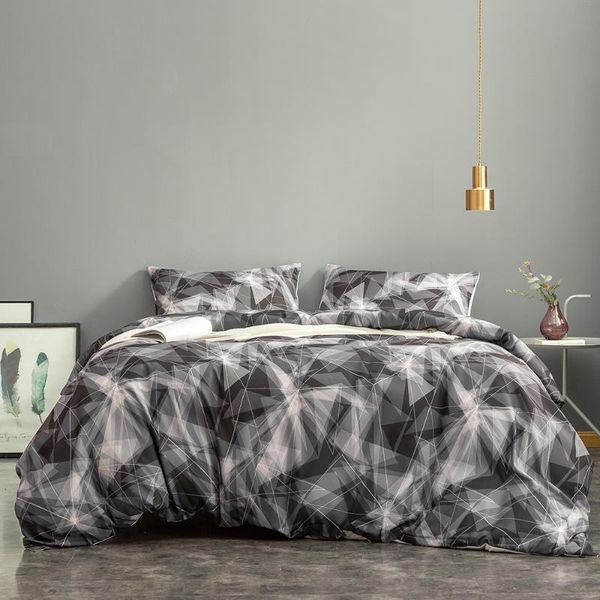 

bedding sets nordic simple set home textile gray plaid print duvet cover king  size quilt bedclothes comforter single