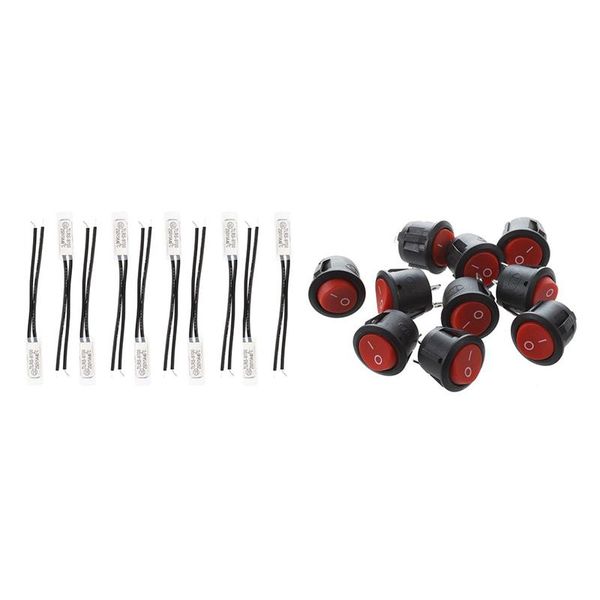

smart home control 10 pcs bimetal temperature switch & red round button 2 pin spst on/off rocker