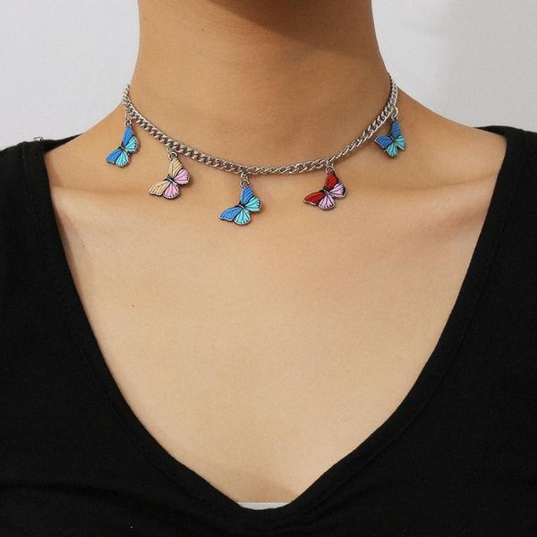 

pendant necklaces korean fashion cute butterfly necklace for women's silver color statement jewelry gifts wholesale drop