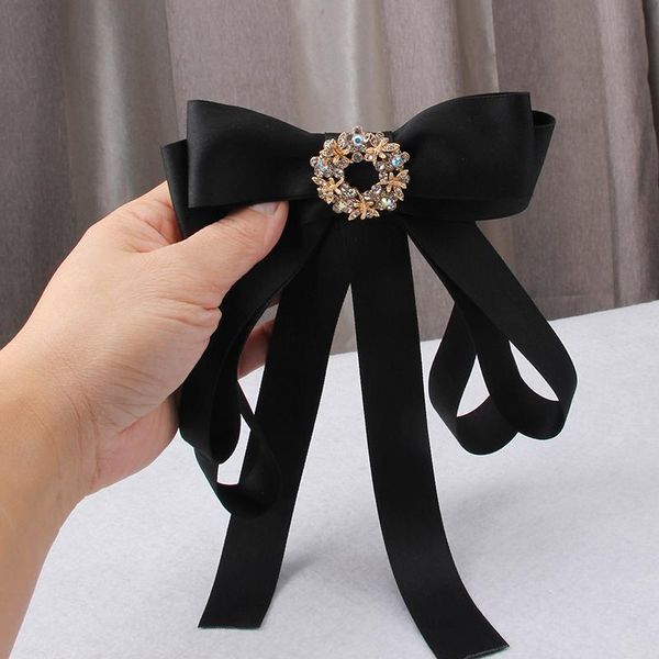 

pins, brooches gothic rhinestone crown wreath glass geometric square black ribbon bow knot women student big pins hair decoration, Gray