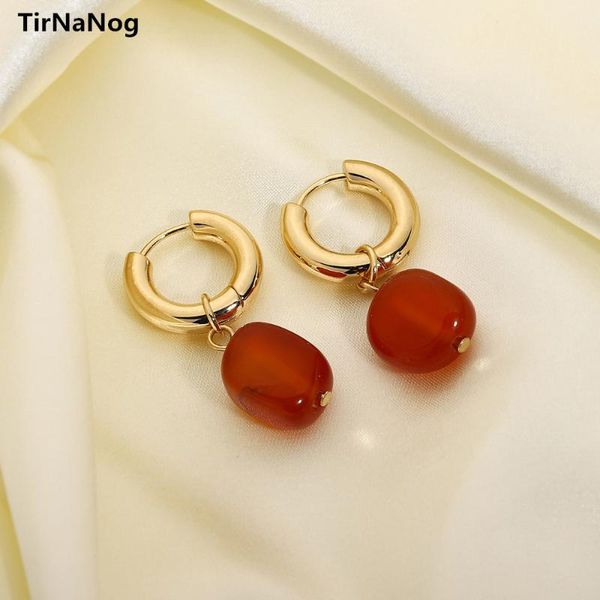 

hoop & huggie european and american fashion geometric square red earrings contracted exaggerated personality baroque pearl, Golden;silver