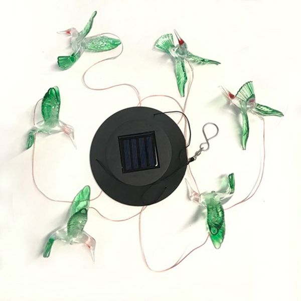 Outdoor LED Solar Kolibris Lampe Wiederaufladbare Windspiel Garten Hängeleuchten