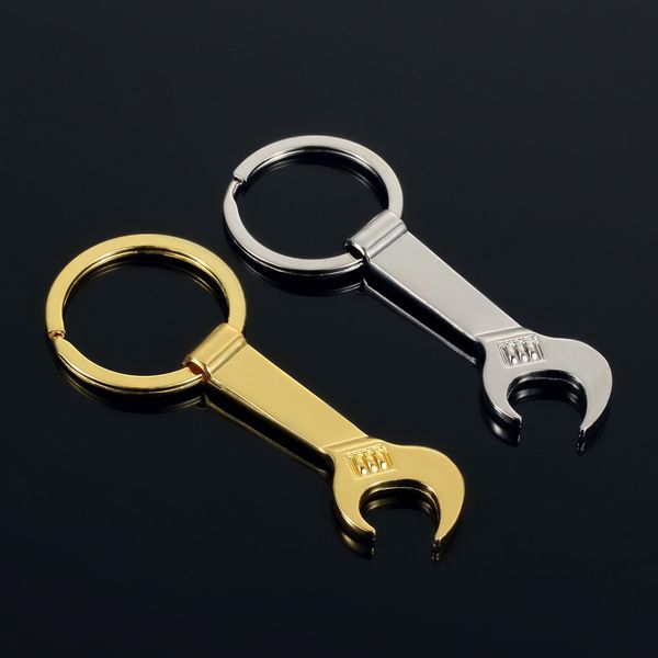 

practical simulation wrench bottle opener metal car advertising waist key ring pendant, Slivery;golden
