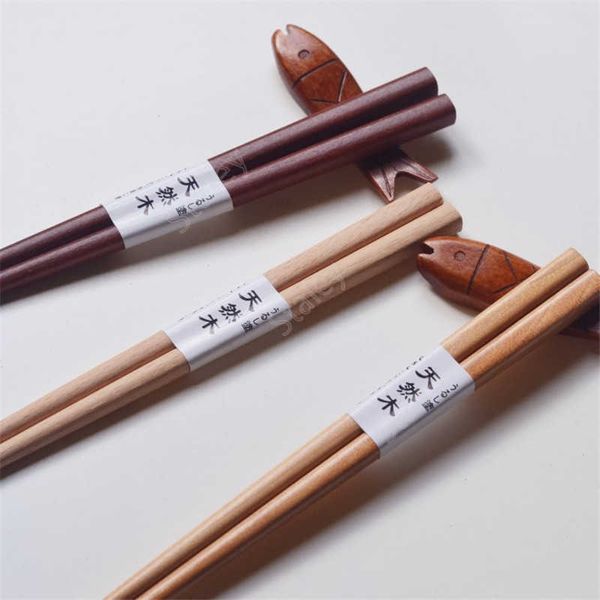 Bacchette fatte a mano riutilizzabili Bacchette di faggio in legno naturale giapponese Strumenti per alimenti per sushi Bambino impara usando le bacchette 18 cm DAS155