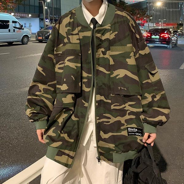 

men's jackets legible 2021 spring autumn jacket casual loose bomber man camouflage for men, Black;brown