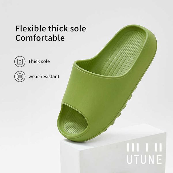 

utune women slippers platform shoes summer outside slides soft eva men's home slipper of fish beach non-slip for shower chinelos 210619, Black