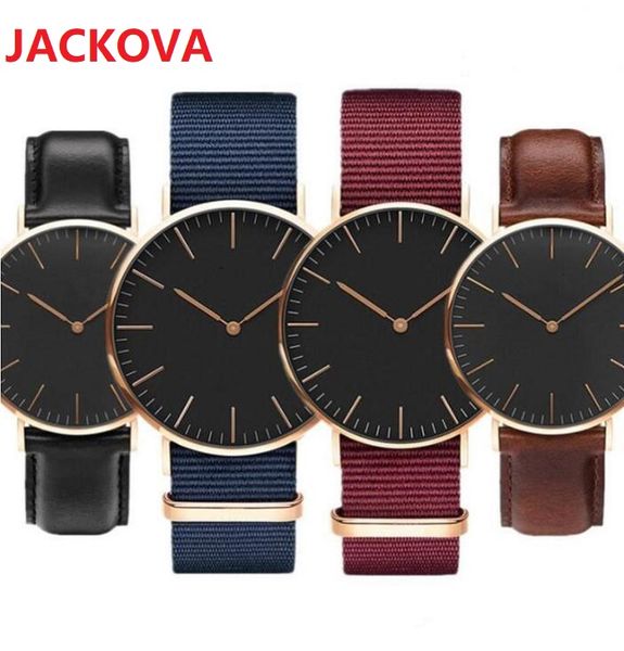

fashion luxury quartz ladies watch 36mm casual simple women leather nylon strap mens watches 40mm designer d&w wristwatch with invoice reloj, Slivery;brown