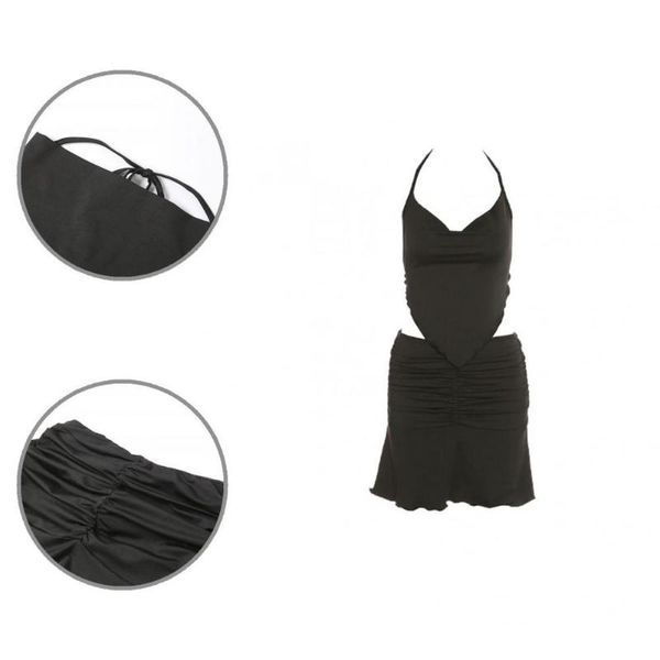 

two piece dress mini soft backless with skirt women short cozy for beach, White