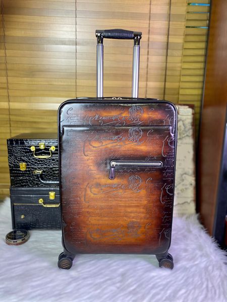

french large handmade cowhide pull trunk. packing bags, suitcases, Blue;pink