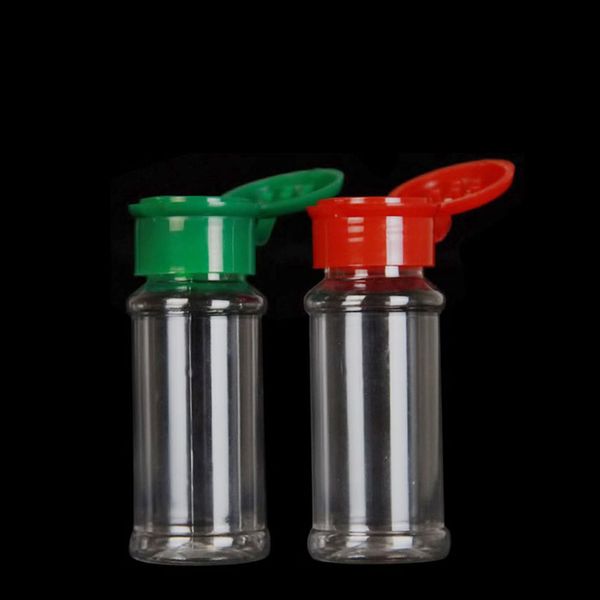 

plastic spice jars bottles 80ml empty seasoning containers with red cap for condiment salt pepper powder