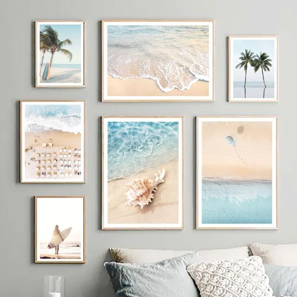

paintings coconut trees car surfboard waves beach wall art canvas painting nordic posters and prints pictures for living room decor