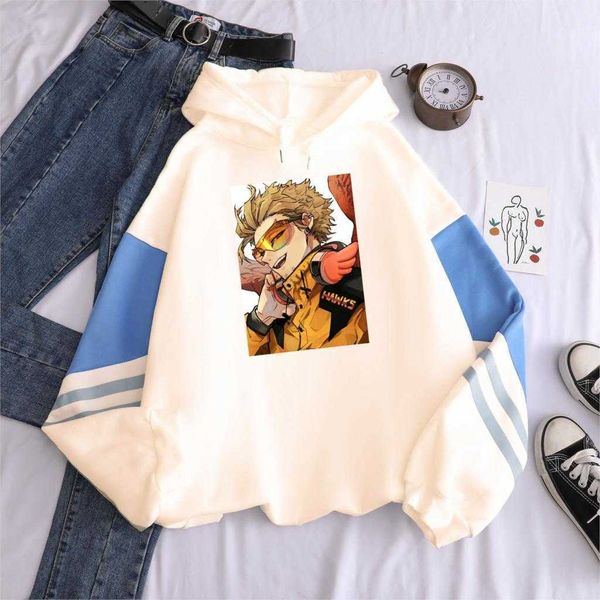 Harajuku Anime Hawks Bird Boy My Hero Academia Imprimir Hoodies Moletom Menores Homens Oversized Inverno Pullover Streetwear Hoodies Y0804