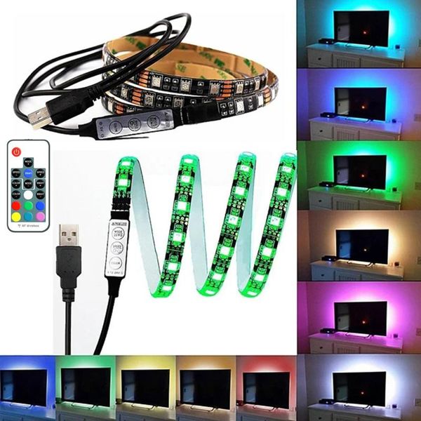 

strips 1m 60 led light with remote controller usb powered rgb strip lights for living room bedroom decor tv background lighting