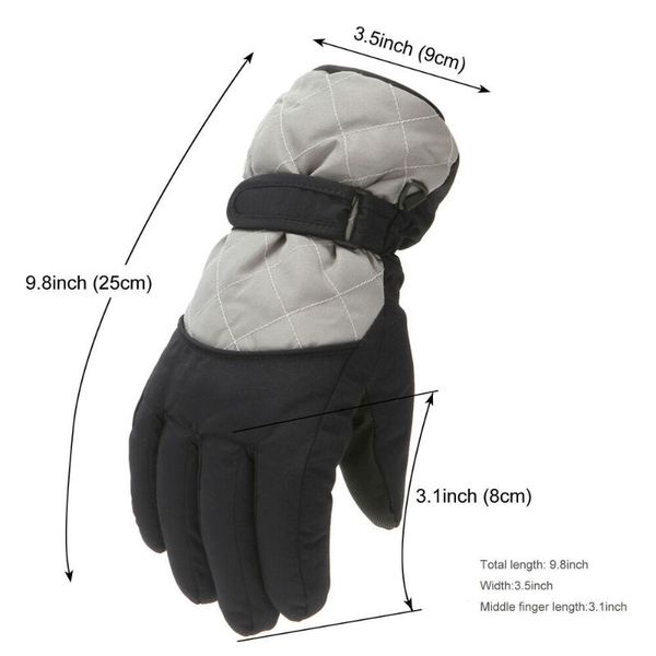 

five fingers gloves winter for kids boys girls snow windproof mittens cycling bicycle bike outdoor camping sports ski warm 9-14years, Blue;gray