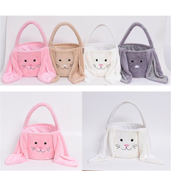

plush easter bunny basket festive long ears rabbit bucket easters egg storage bag kids candy gift tote bags festival party decor