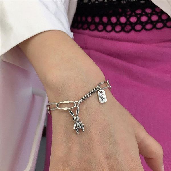 

charm bracelets 1pcs korean style vintage alphab circle chain personality bracelet for women birthday party jewelry gifts wholesale, Golden;silver
