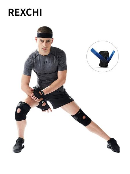 

elbow & knee pads adjustable breathable kneepads professional silicone anti-slip four spring support guard elastic motion brace, Black;gray