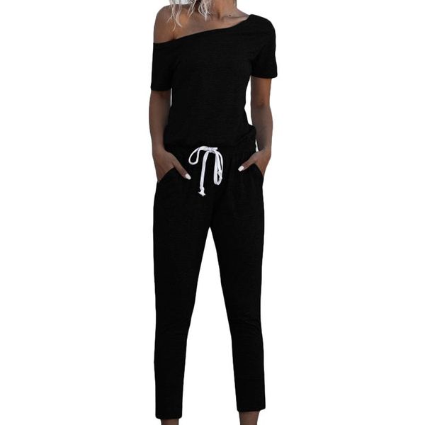 

vicabo sports casual jumpsuit women elastic fashion women clothing short sleeve ladies clothes women's jumpsuits #w, Black;white