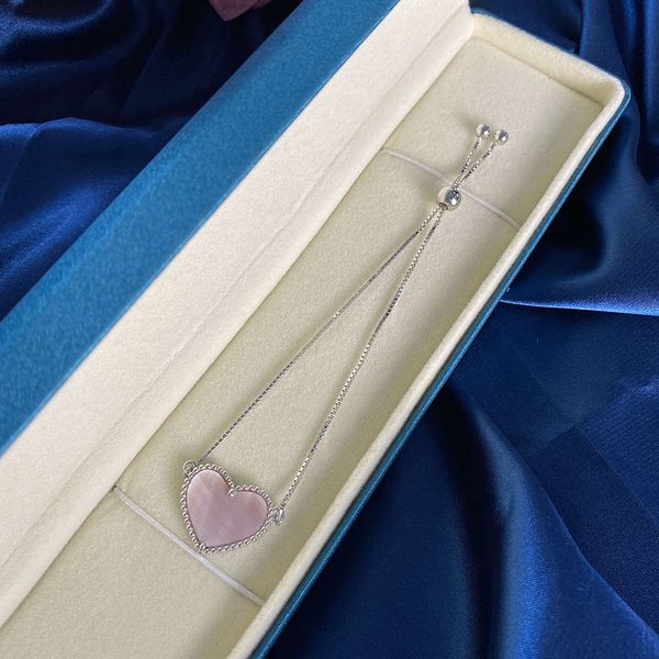 

hbp fashion luxury new s925 sterling silver bracelet box chain pink simple korean women's heart-shaped adjustable length jewelry, Golden;silver