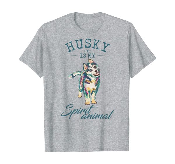 

vintage siberian husky is my spirit animal funny dog lover t-shirt, White;black