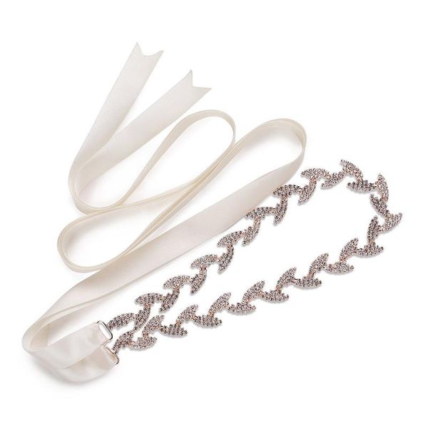 

belts jlzxsy women's leaf style wedding dress belt bridal sash rhinestone crystal for, Black;brown