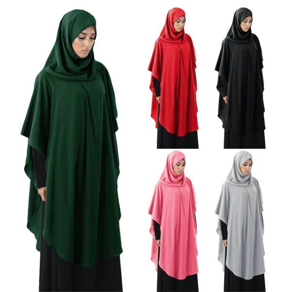 

ethnic clothing long hijab for prayer muslim fashion jersey with sleeve islam veil abaya eid mubarak women ramadan shirt, Red