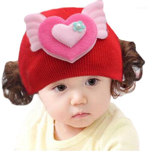 

baby girls cute colorful autumn and winter children's wool hat boys wigs knit hats warm ear caps &1, Yellow