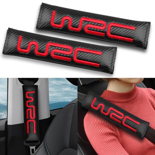 

safety belts & accessories 2pcs carbon fiber car seat belt cover shoulders pads protector wrc emblem for forest lion xv wrx interior
