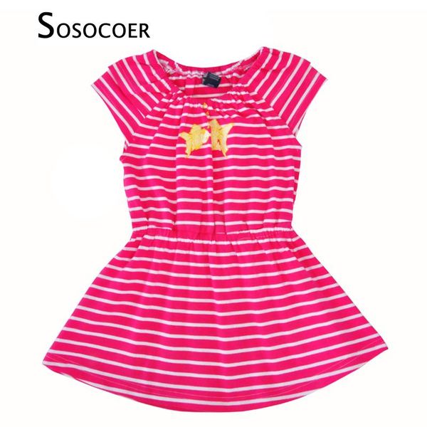 

girl's dresses sosocoer little girl striped dress summer cute fish kids for baby girls clothes cartoon animal, Red;yellow